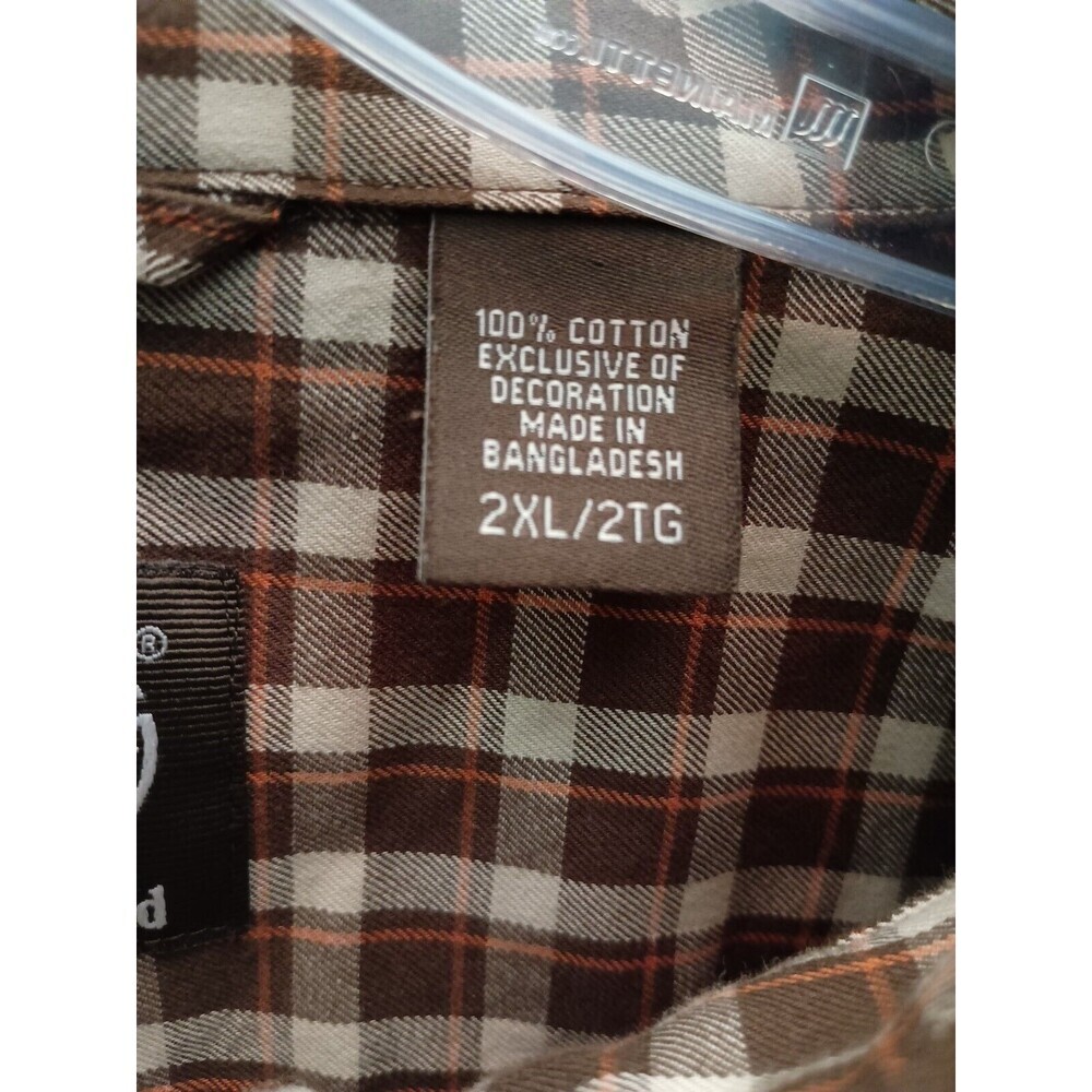 Timberland Mens Flannel Shirt 2XL Brown Plaid Button Down Workwear - Picture 7 of 7